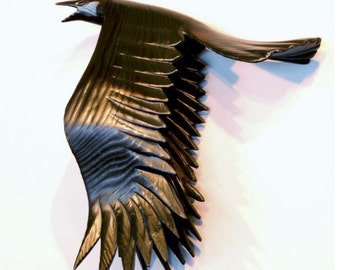 Flying Crow wood carving, Gesture 3 by Jason Tennant