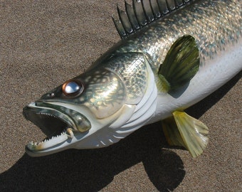 Walleye woodcarving, five feet long, by Jason Tennant