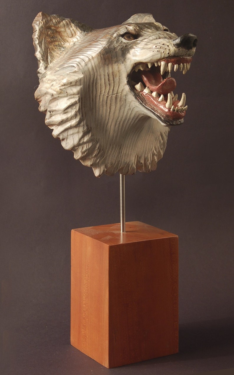 Wolf Mask Wood Carving Jason Tennant Etsy