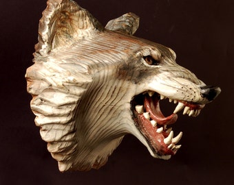 Wolf Mask wood carving Jason Tennant