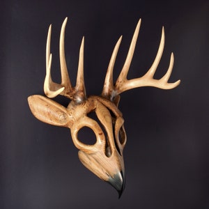 Antler Reverence For Prey Mask wood carving by Jason Tennant. Nature art, wildlife art image 3