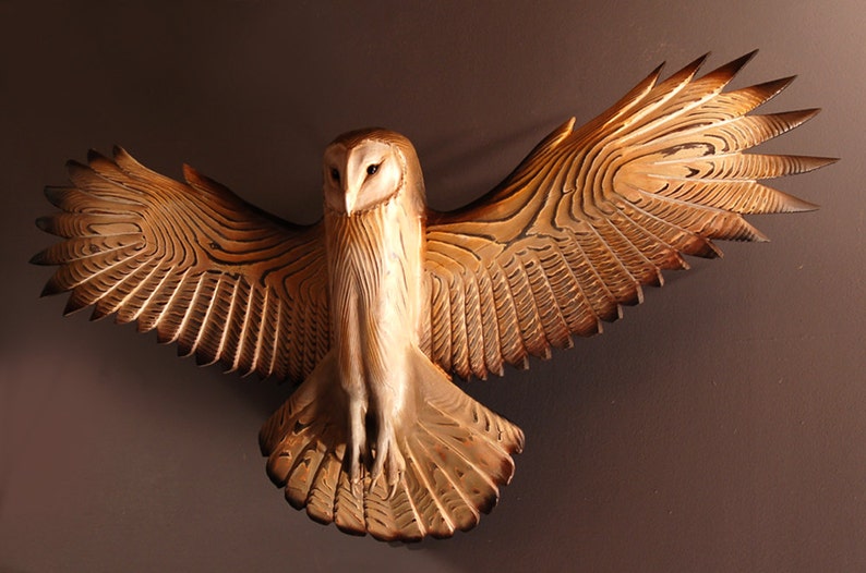 Barn Owl wood sculpture wall art Jason Tennant image 2