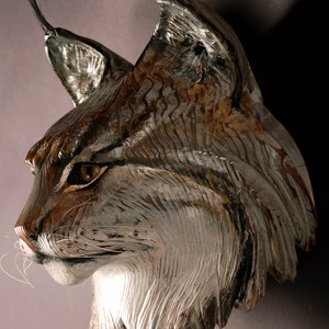 Lynx Mask Wood sculpture by Jason Tennant image 3