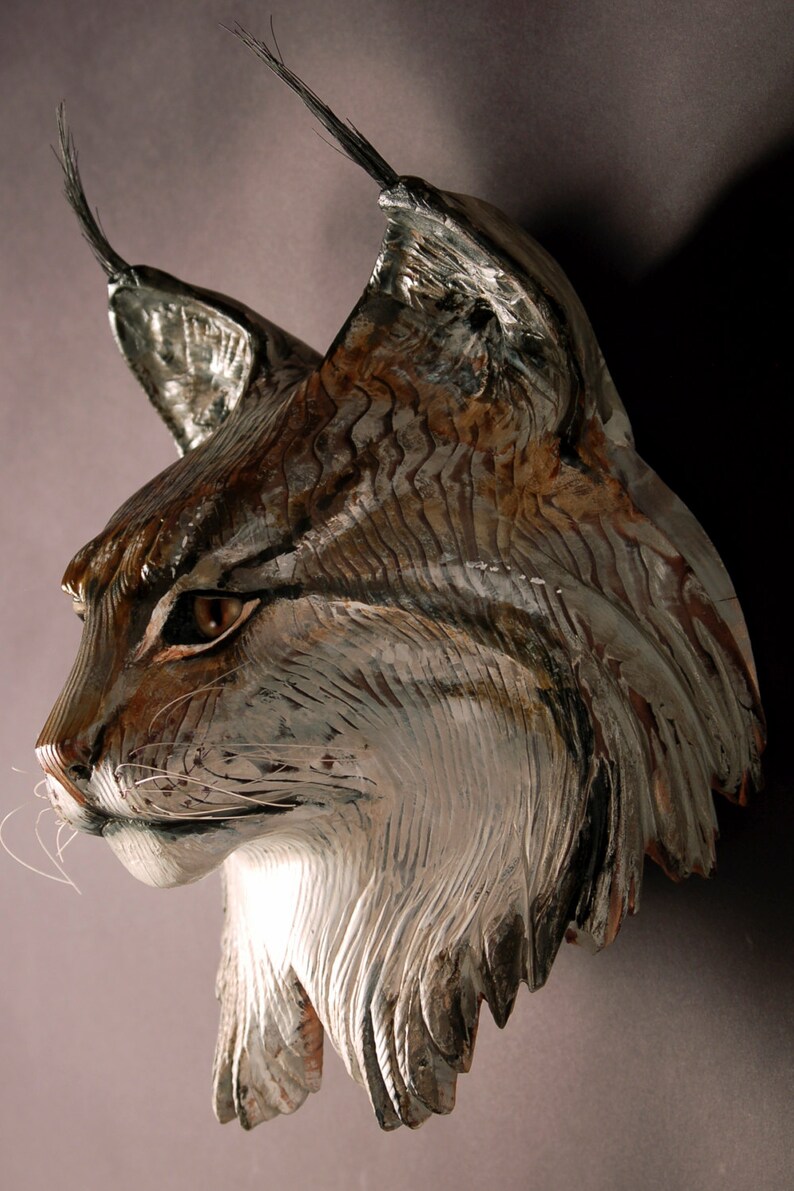 Lynx Mask Wood sculpture by Jason Tennant image 3