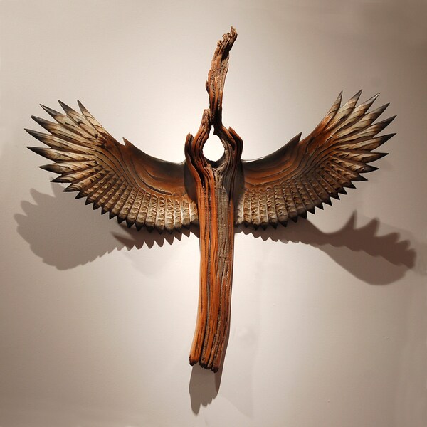 Reserved for Sandra - 3/4 Nike Of The Forest/ Call 10,  American Chestnut and Spruce sculpture by Jason Tennant