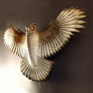Owl woodcarving by Jason Tennant, Silent Flight, Small image 4