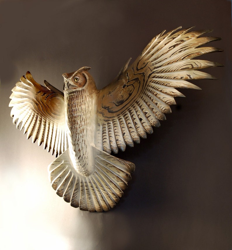 Owl woodcarving by Jason Tennant, Silent Flight, Small image 4