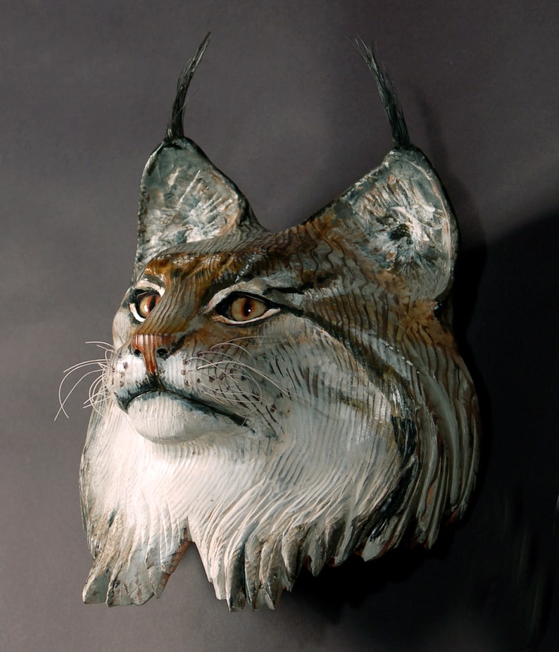 Lynx Mask Wood sculpture by Jason Tennant image 5