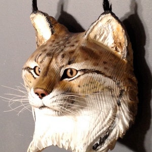 Lynx Mask Wood sculpture by Jason Tennant image 1