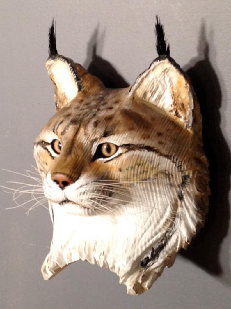 Lynx Mask Wood sculpture by Jason Tennant image 1