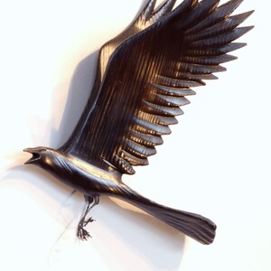 Flying Crows wall art wood sculptures Set of Five Crows. image 4