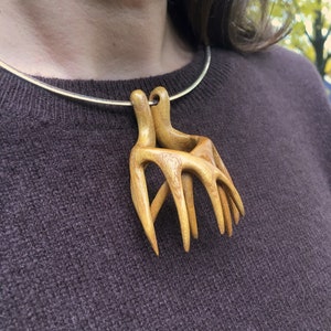 Antler pendant necklace wood carving Jason Tennant image 1