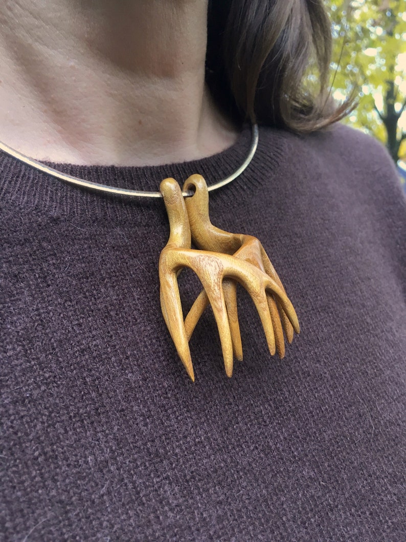 Antler pendant necklace wood carving Jason Tennant image 1