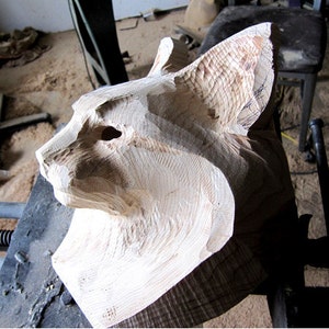 Lynx Mask Wood sculpture by Jason Tennant image 4