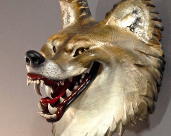 Coyote Mask Woodcarving By Jason Tennant