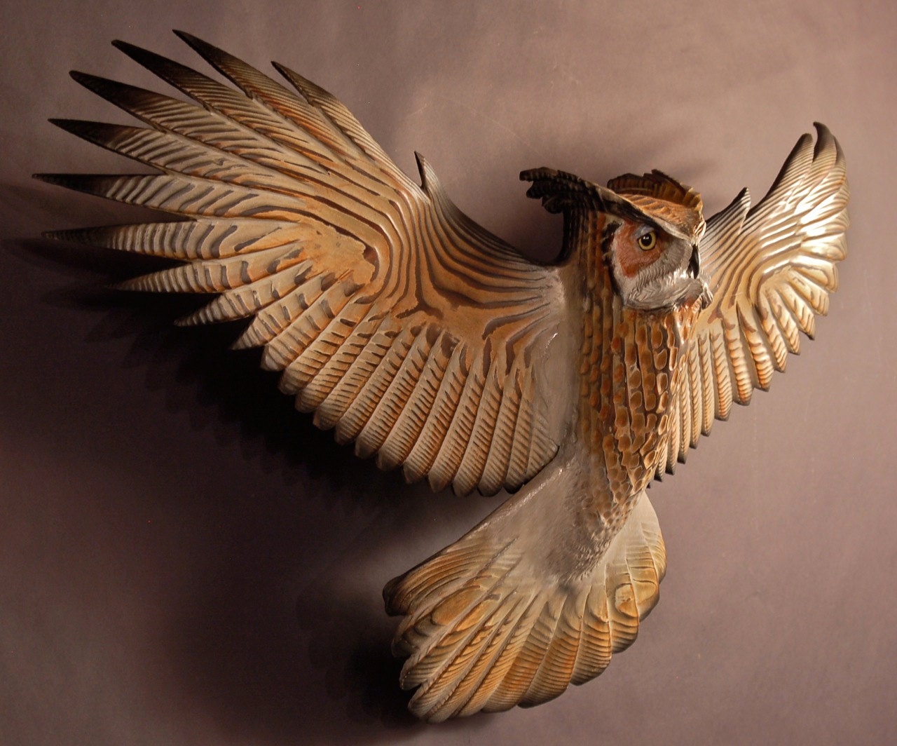 Owl Woodcarving by Jason Tennant, Silent Flight, Small - Etsy