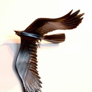 Flying Crows wall art wood sculptures Set of Five Crows. image 2