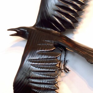 Flying Crow wood carving, gesture 2 by Jason Tennant image 2