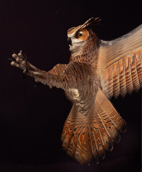 Barn Owl wood sculpture wall art by Jason Tennant - The Owl Pages