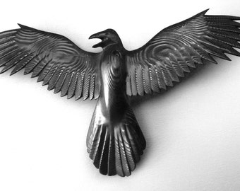 Raven Wood Carving 30" by Jason Tennant