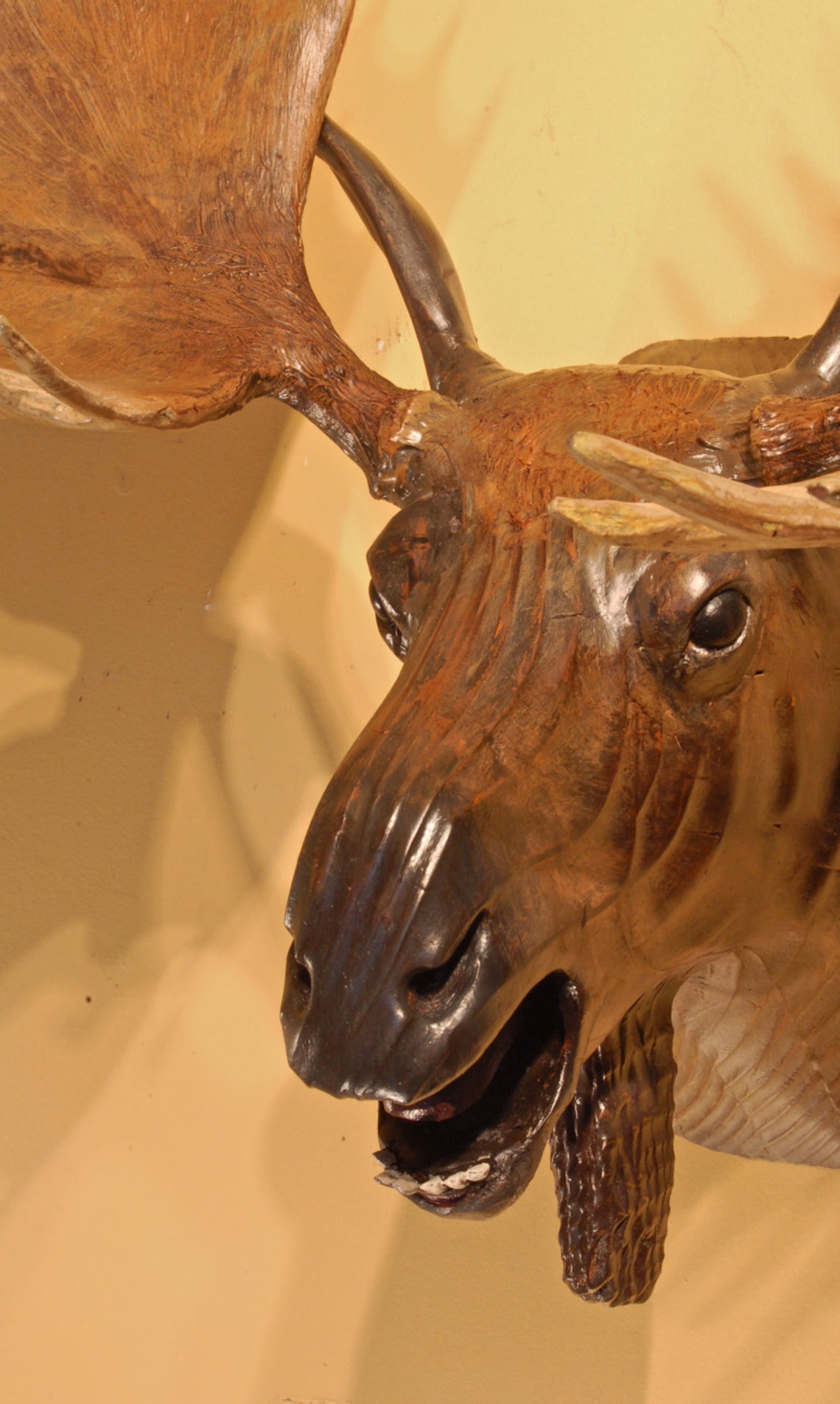 Antler Moose Head Wood Sculpture by Jason Tennant Etsy