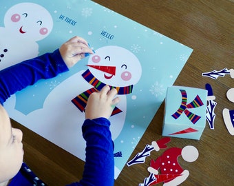 Winter Christmas Party Game Printable: Build A Snowman