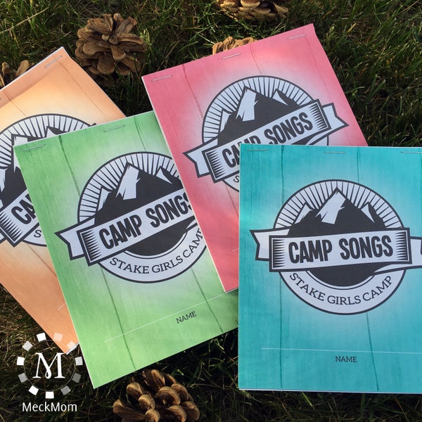 LDS Girls Camp Song Book for Young Women - Printable Set - Aqua, Pink, Orange and Green