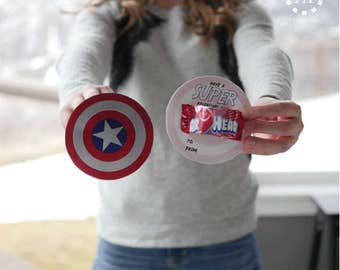 INSTANT DOWNLOAD - Captain America Shield Avengers Valentine for Airheads - Printable Set