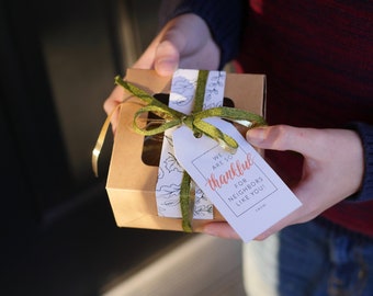 Gratitude Neighbor Gifts for Thanksgiving: Box, Jar, or Candle Tag and Wrap