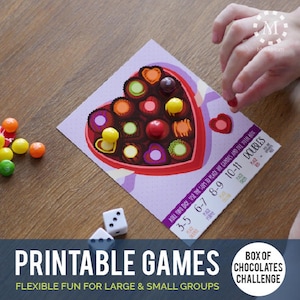 Printable Games: Box of Chocolates Challenge! Valentine Party Game for Kids and Teens