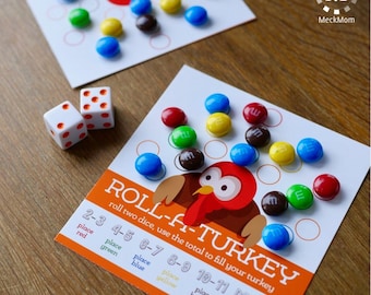 Thanksgiving Kids Table Game: Roll A Turkey