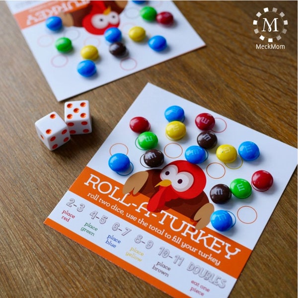 Thanksgiving Kids Table Game: Roll A Turkey