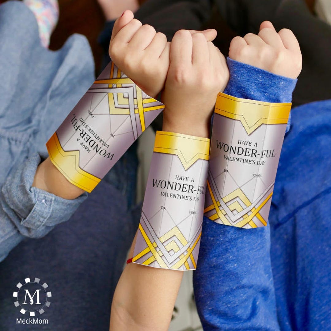 Wonder Woman Cuff Bracelet Printable Valentines - Etsy