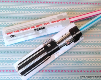 Star Wars Light Saber Valentines for Pixy Stix - Printable Set