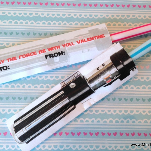 Star Wars Light Saber Valentines for Pixy Stix - Printable Set