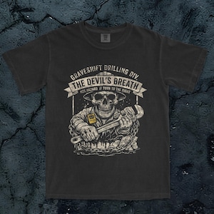 Roughneck Oilfield Shirt, Comfort Colors 1717 Heavyweight Tee, Dark Industrial Rig Workwear, Derrickhand Graphic, West Texas Driller Gift