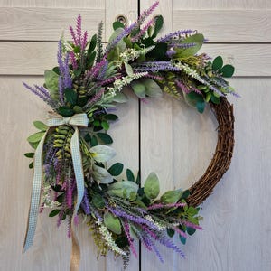 Summer Wreath, Lavender Wreath, Farmhouse Door Decor, Gift for Her