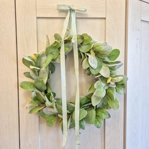 Lambs Ear & Eucalyptus Wreath- Year Round Decor, Front Door Greenery, Summer Wreath, Farmhouse Handmade Decoration