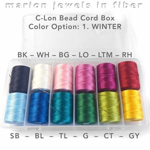 12 Spools of C-Lon Bead Cord in a Box Bonded Nylon Cord Ø 0.5 mm Tex 210 1. WINTER