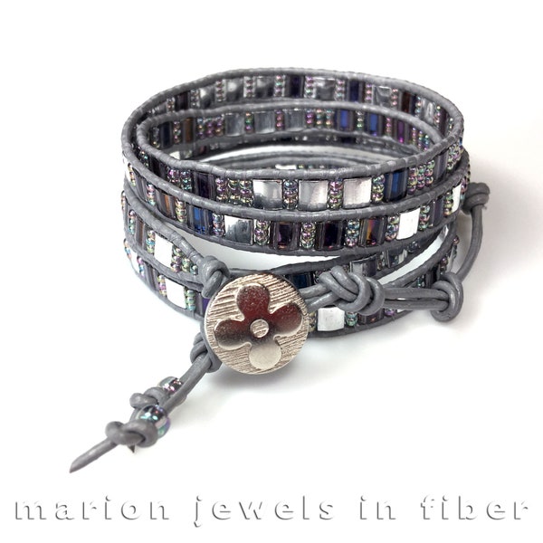 Leather Wrap Bracelets with Tila Beads amd Miyuki Seed Beads -  DIY Kit - Multi Wrap Bracelet Kit - Full Kit Includes Tutorial