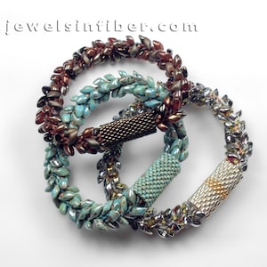 Digital Tutorial | Kumihimo Bracelet with Long Magatamas, C-Lon Tex 400 Bead Cord + Braiding Instructions + Links to Peyote Sleeve