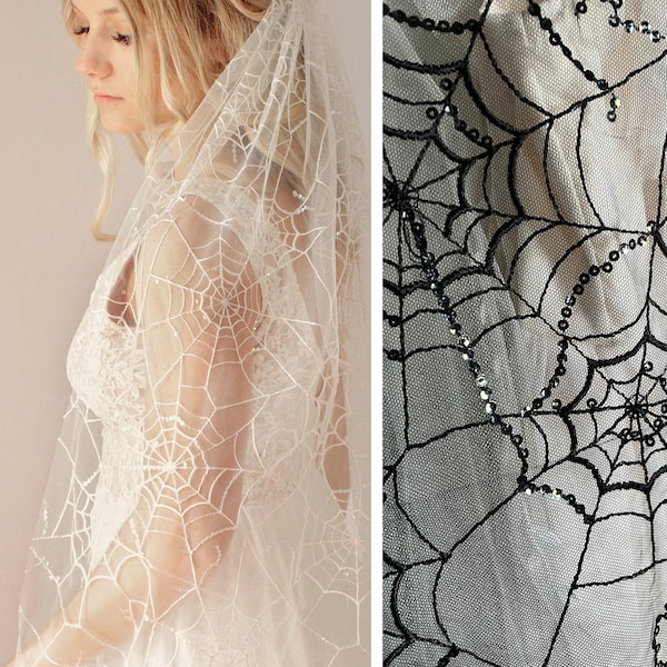 Spiderweb veil, Alternative wedding, Unique bridal veil, Halloween wedding