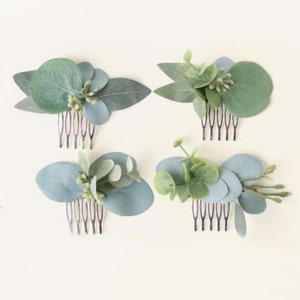 Mini eucalyptus comb, Bridesmaid hair comb, Bridal hair accessory