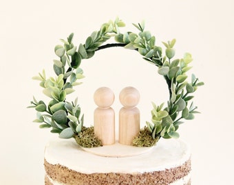 Eucalyptus cake topper, Botanical wedding topper, Simple cake top