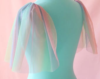 Rainbow Ombre Detachable Bridal Sleeves l Unique Wedding Dress Shoulder Coverup