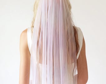 Pastel Rainbow Ombre Bridal Veil I Pleated Tulle Wedding Veil