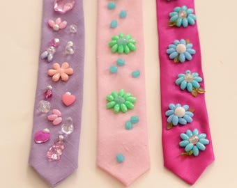 Upcycled Vintage Neckties I Unique Beaded Wedding Ties