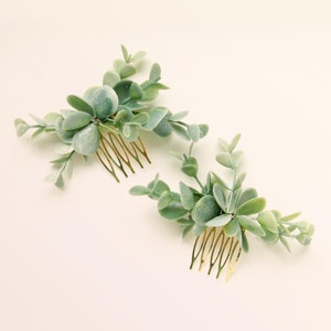 Eucalyptus hair combs, Bridal hair greenery, Artificial eucalyptus