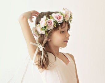 Flower girl crown, Flower wreath wedding, Wedding flower girl, Flower girl hair wreath