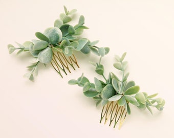 Eucalyptus hair combs, Bridal hair greenery, Artificial eucalyptus